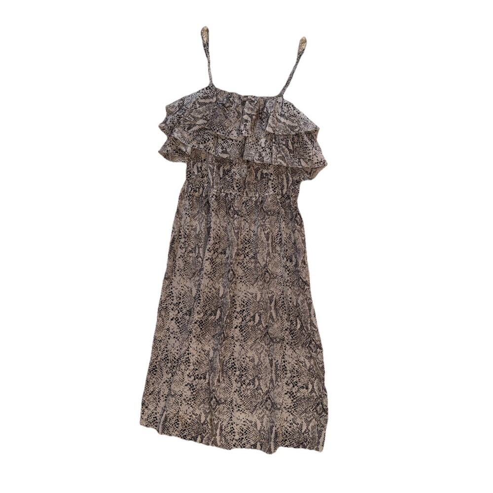 Rebecca Taylor Python Print Dress Sz 4 Small Ruffled Midi Snake Print Silk